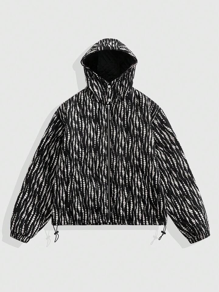 Casual Men's Fashionable Patterned Hooded Jacket, Autumn/Winter