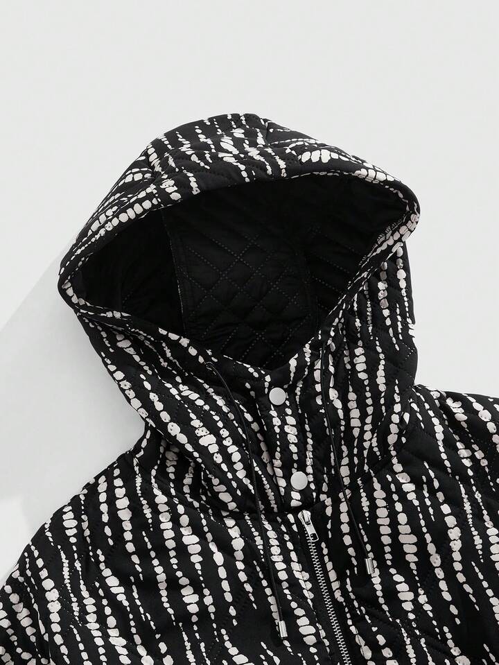 Casual Men's Fashionable Patterned Hooded Jacket, Autumn/Winter