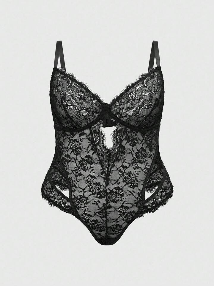 Plus Size Gothic Lace Underwire Bodysuit