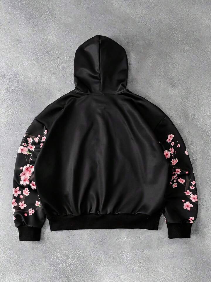 Men's Floral Print Loose Sweatshirt Sweatshirt, Retro Street Style 2 Men's Floral Print Loose Sweatshirt Sweatshirt, Retro Street Style