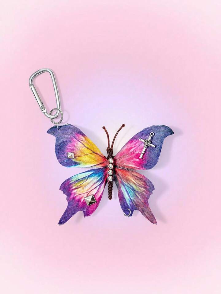 Kawaii Butterfly Key Chain Pendant, Rivet Decor Accessory Gift Ornament