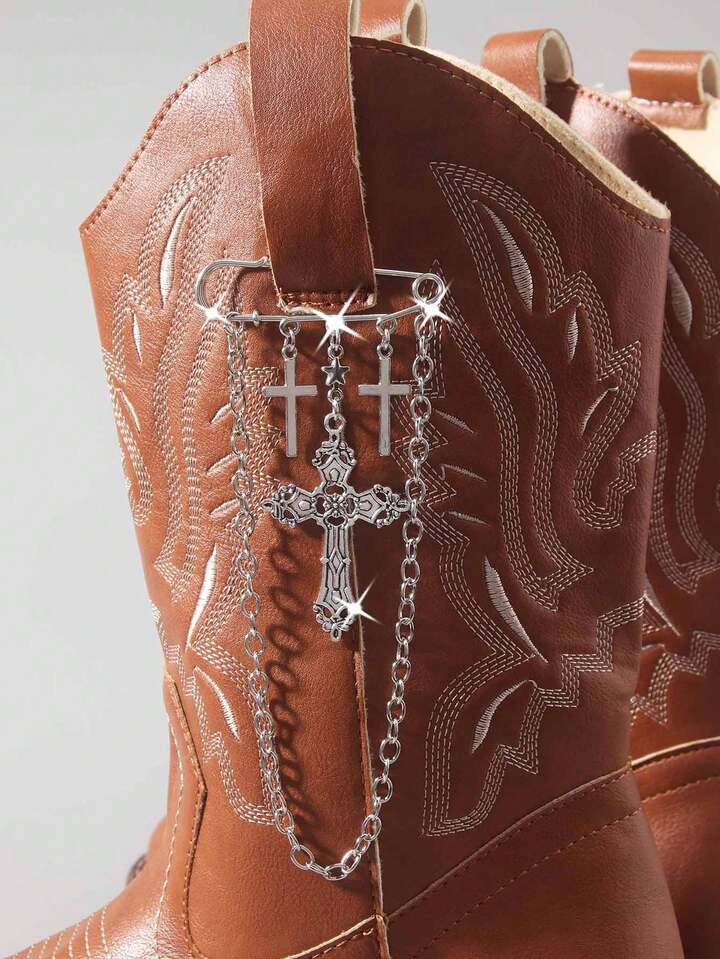 Fairycore 1pc Gothic Rock Cross Charm Fashionable Hip Hop Chain Accessory