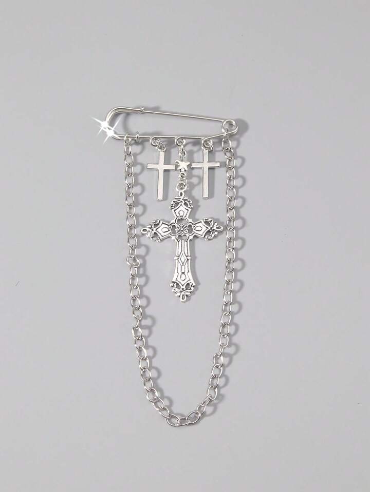 Fairycore 1pc Gothic Rock Cross Charm Fashionable Hip Hop Chain Accessory