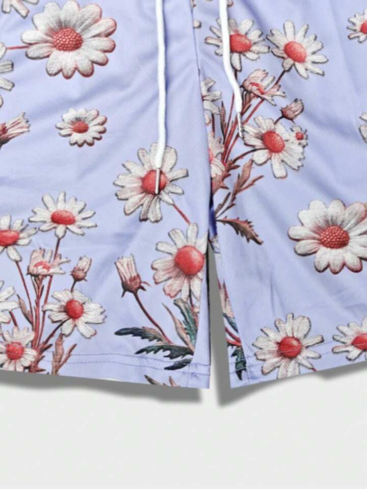 Prep Street Life Men Floral Print Casual Shorts