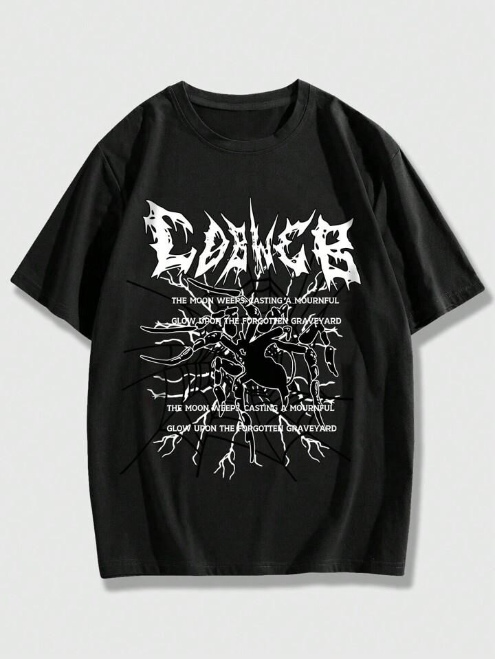 Grunge Punk Men Slogan Graphic Tee, School