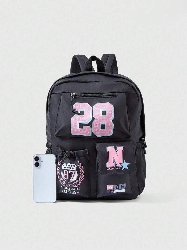 ROMWE Avant 28 Numeric Print Large Capacity Backpack, Suitable For Back To School Season 3 ROMWE Avant 28 Numeric Print Large Capacity Backpack, Suitable For Back To School Season
