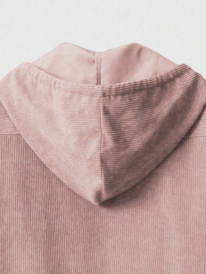 Men's Casual Front Button Drawstring Hooded Long Sleeve Shirt, Autumn