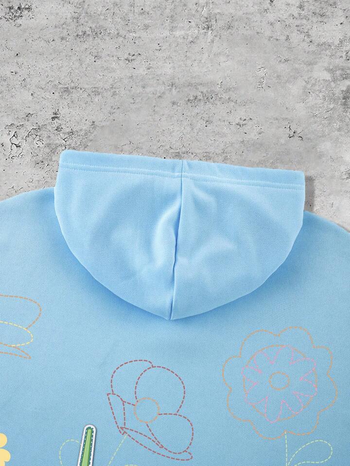 Teletubbies X ROMWE Men's Casual Cartoon Graphic Zip-Up Hooded Sweatshirt, Warm For Daily Commute, Autumn/Winter