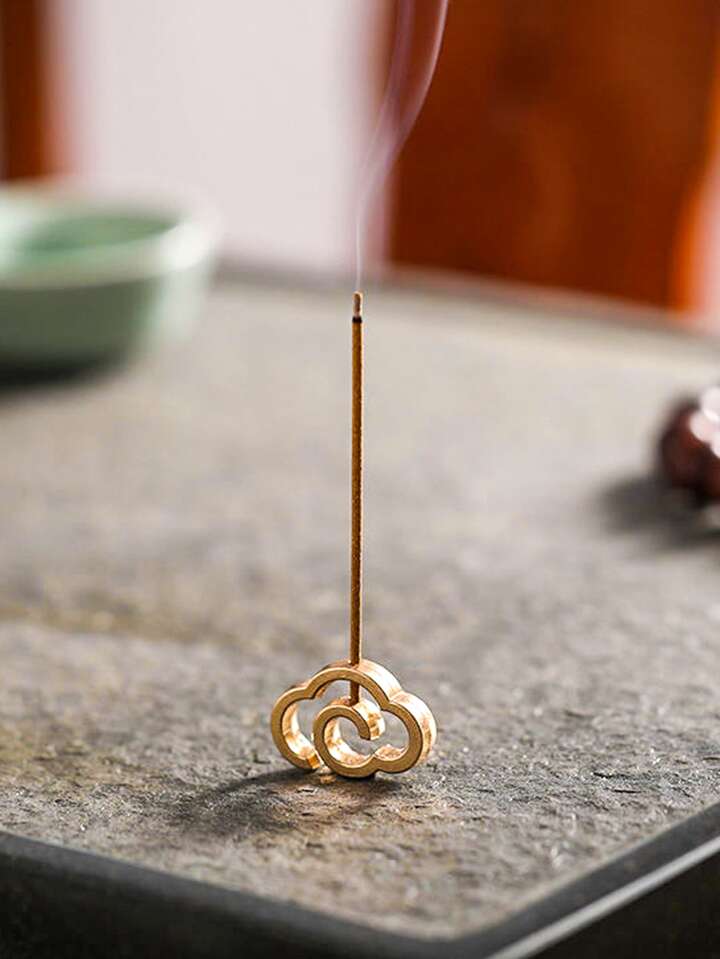 1pc Cloud - Shaped Incense Holder - Retro Copper Incense Stick Burner For Aromatherapy & Home Decor