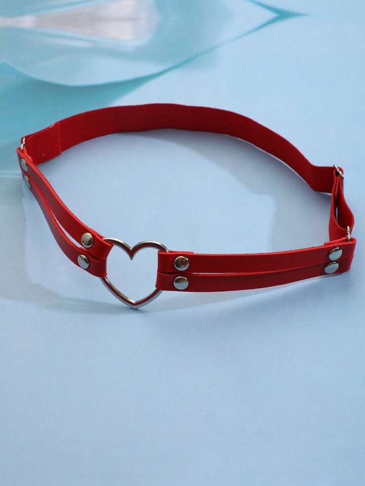 1pc Women Heart & Studded Decor Fashionable Harness Garter Belt For Decoration Street Valentines