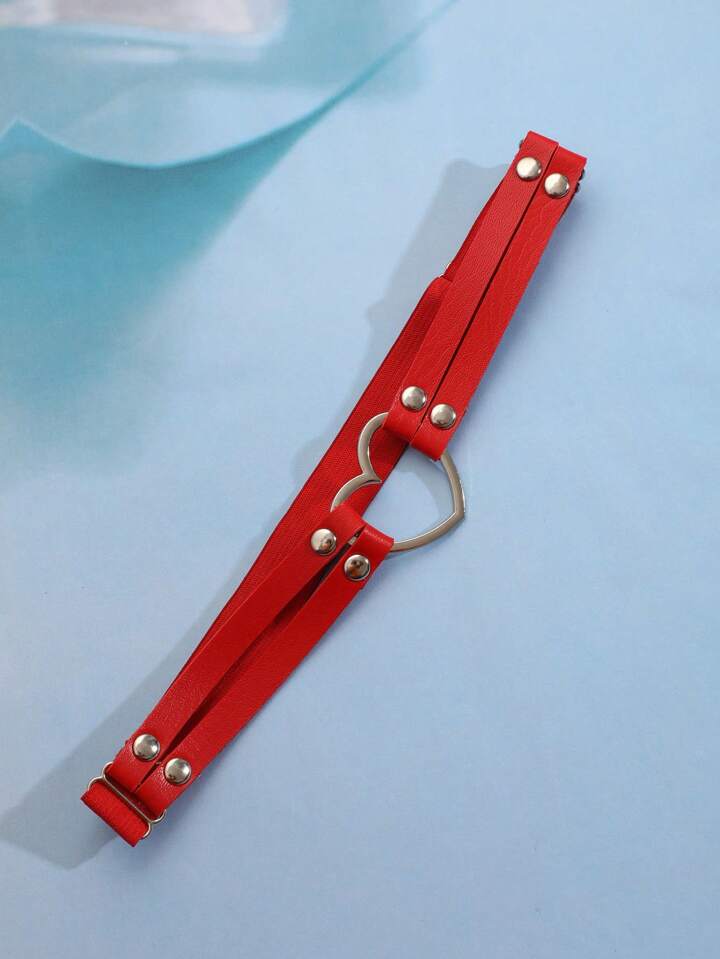 1pc Women Heart & Studded Decor Fashionable Harness Garter Belt For Decoration Street Valentines