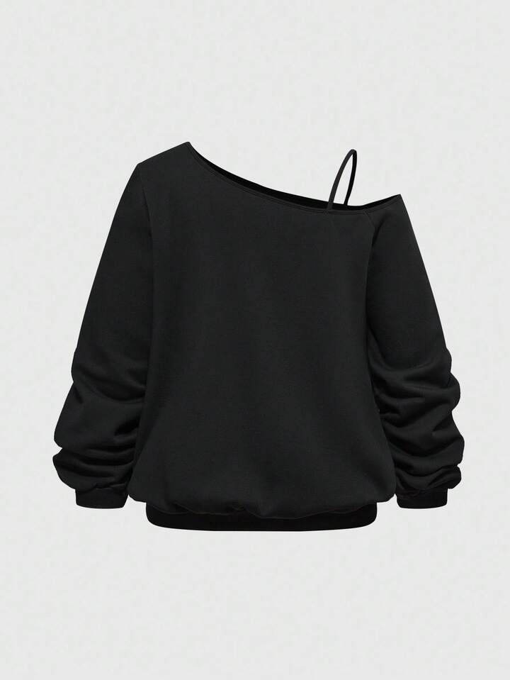 Dark Gothic Snake & Plant Print Loose Fit Plus Size Fleece Sweatshirt