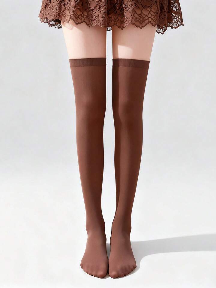 Fairycore 1 Pair Pure Minimalist Style Over-The-Knee Socks, Sexy White Solid Color School Uniform High Socks, Ultra Thin Elastic See-Through Stockings