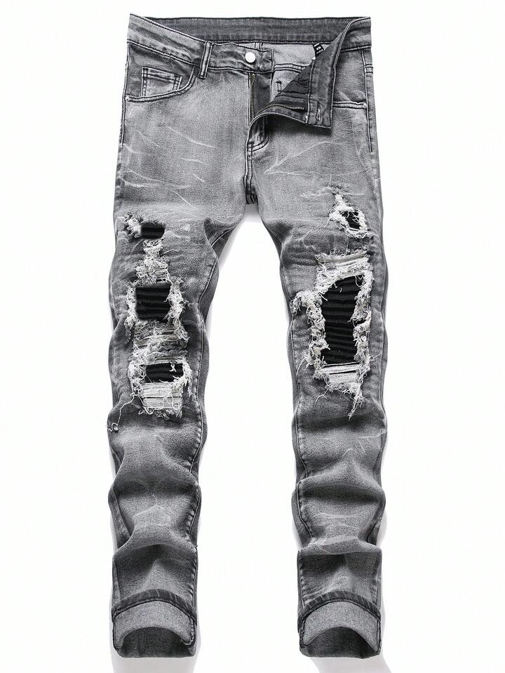 Guys Ripped Frayed Skinny Jeans