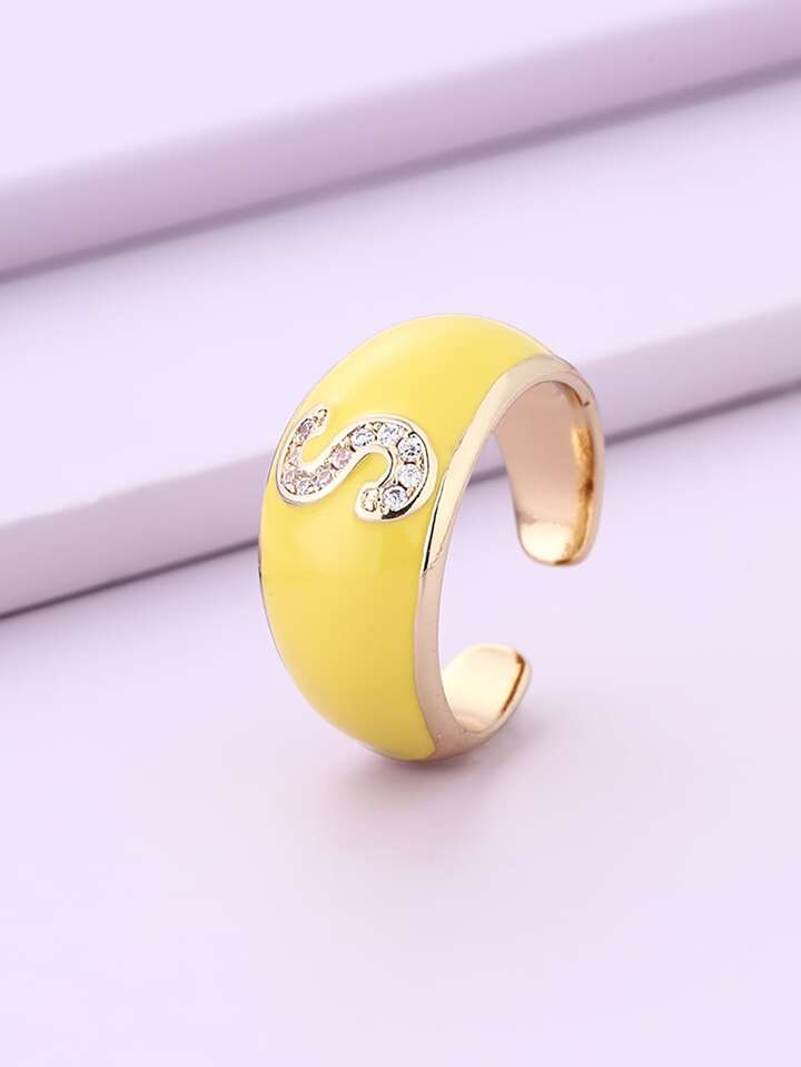 Rhinestone Letter Graphic Ring