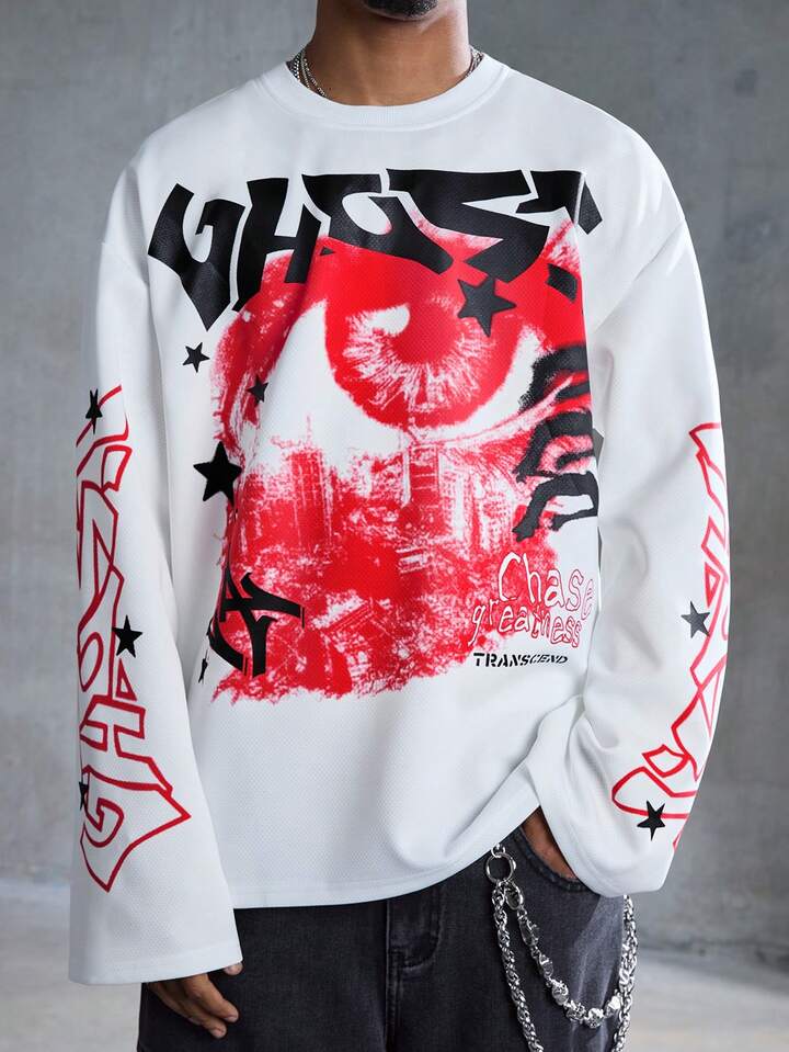 Men's Crew Neck Long Sleeve Casual Creative Pattern Daily T-Shirt