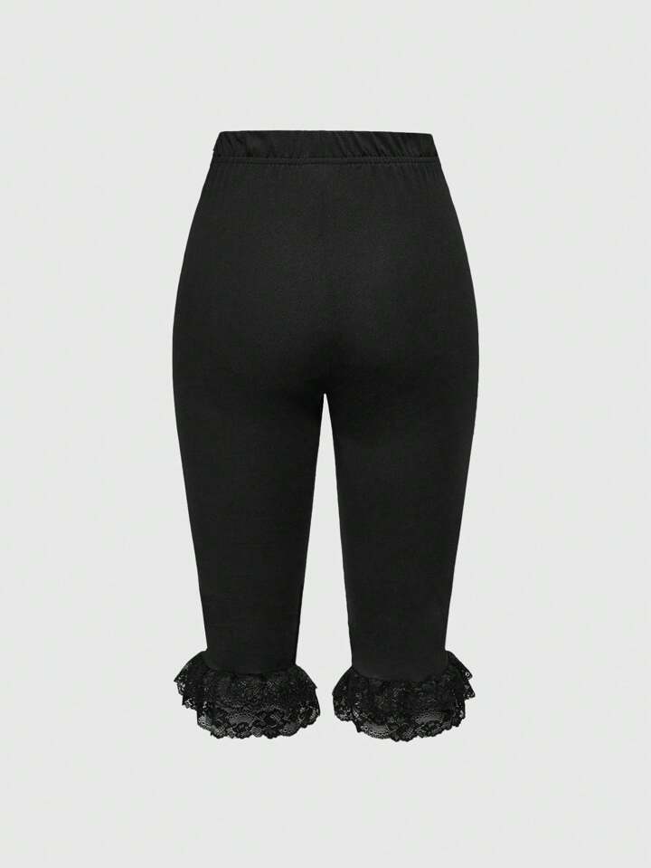 Kawaii Women's Basic Y2K Millennium Style Lace Patchwork Tie Up Capri Pants 2 Kawaii Women's Basic Y2K Millennium Style Lace Patchwork Tie Up Capri Pants