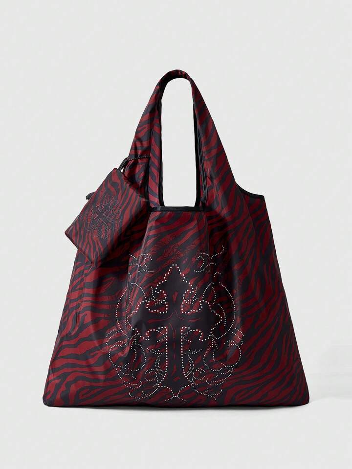 Goth Cartoon Graphic Large Capacity Foldable Tote Bag With Coin Purse