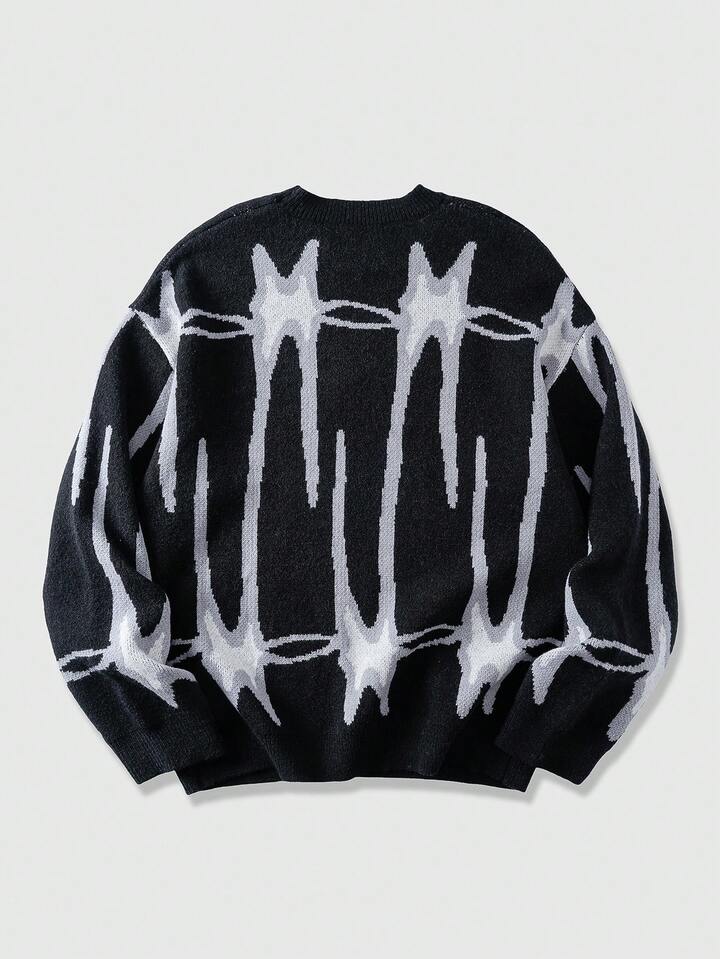Street Life Men's Letter Jacquard Crew Neck Long Sleeve Casual Sweater, Autumn/Winter 2 Street Life Men's Letter Jacquard Crew Neck Long Sleeve Casual Sweater, Autumn/Winter