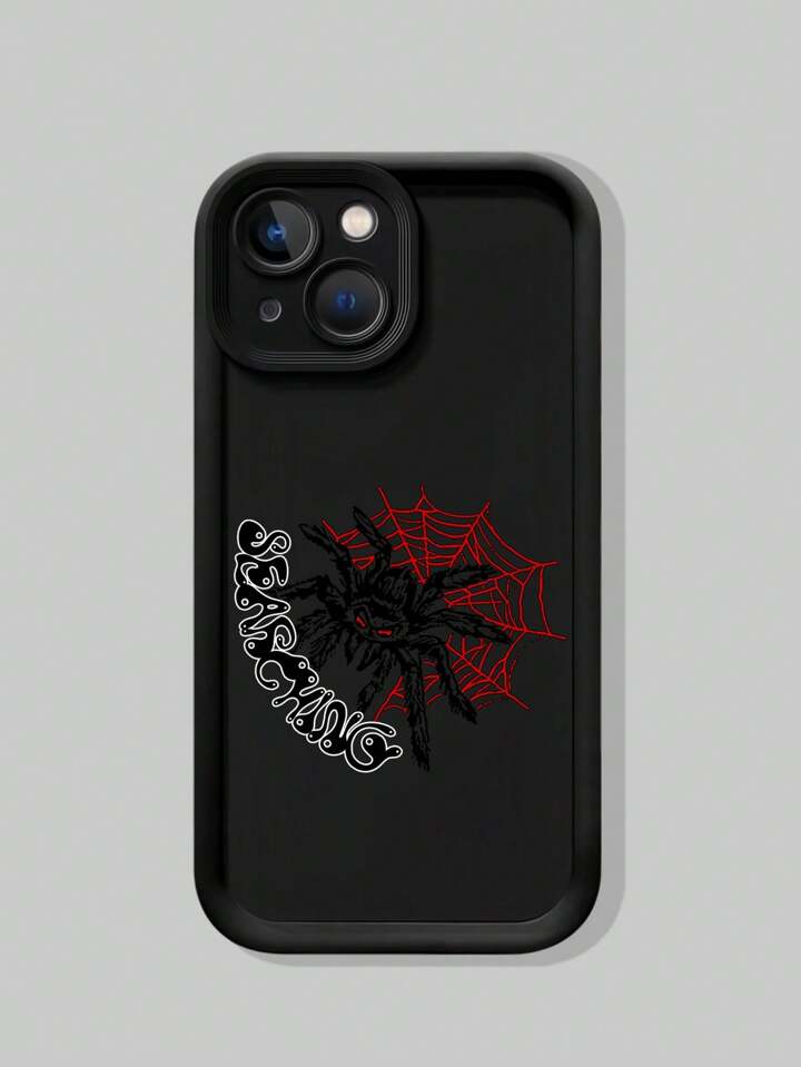 1pc Black Spider Designer Pahlevi Phone Case Compatible With IPhone, Halloween
