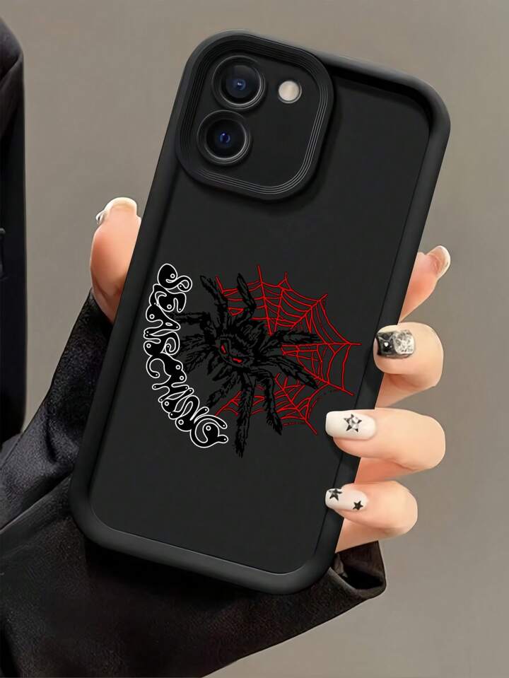 1pc Black Spider Designer Pahlevi Phone Case Compatible With IPhone, Halloween