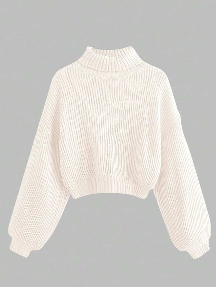 Plus Size Turtleneck Pullover Sweater, Versatile For Autumn/Winter