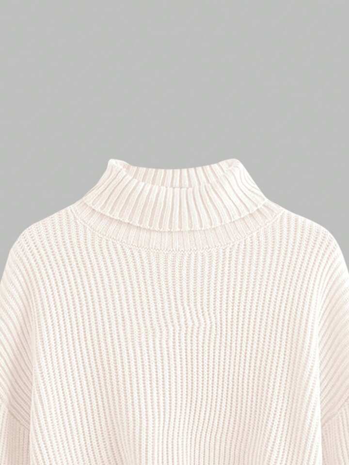 Plus Size Turtleneck Pullover Sweater, Versatile For Autumn/Winter 5 Plus Size Turtleneck Pullover Sweater, Versatile For Autumn/Winter