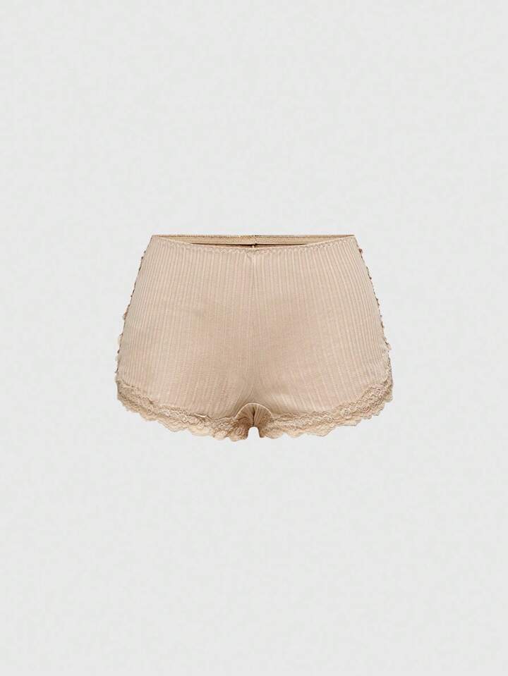Knitted Jacquard Fabric Lace Trim Shorts/Briefs