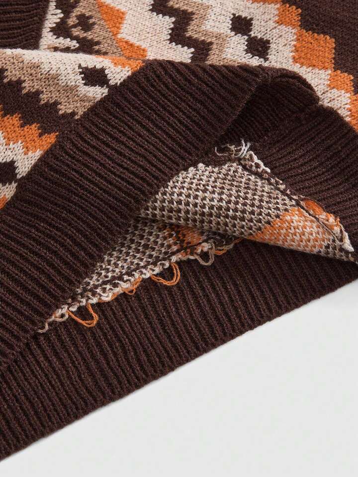 Fairycore Plus Size Casual Versatile Retro Retro Pattern Bear & Fox Graphic Knitted Cardigan, Autumn/Winter