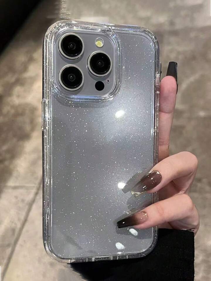1pc Bling Sparkle Transparent Anti-Drop Phone Case Compatible With Iphone 11 12 13 14 15 Pro Max 4 1pc Bling Sparkle Transparent Anti-Drop Phone Case Compatible With Iphone 11 12 13 14 15 Pro Max