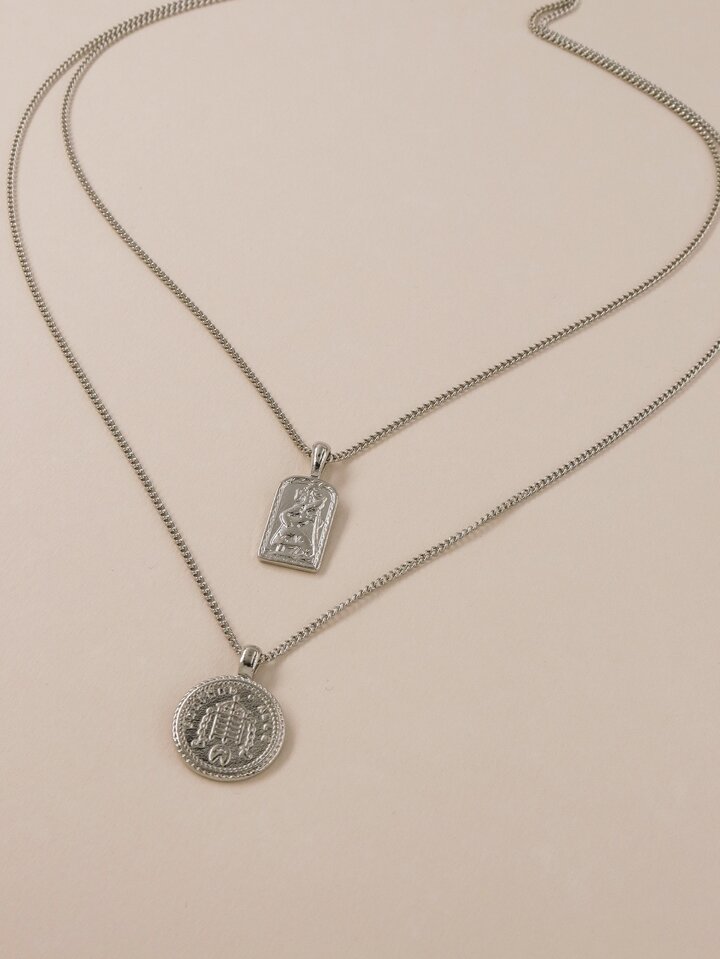 Geometric Charm Layered Necklace