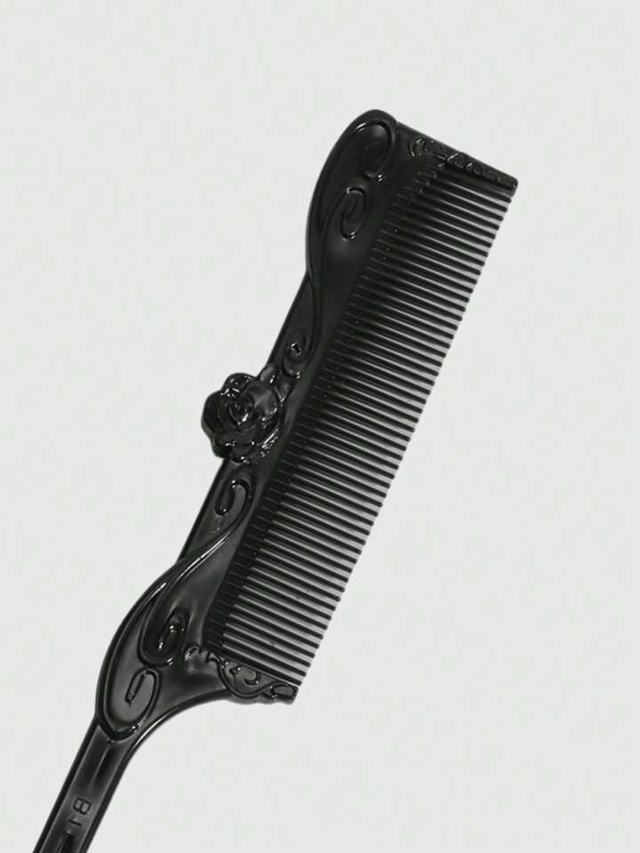 1pc Large Gothic Black Rose & Butterfly Tail Design Hair Comb, Halloween