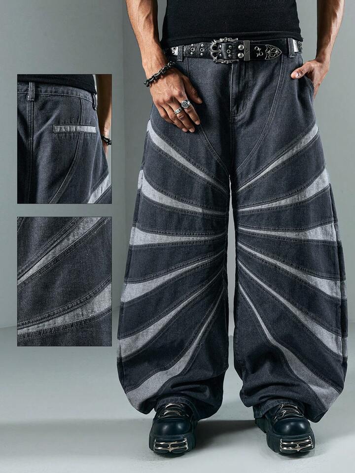 Street Life Men's Minimalist Print Heavy Distressed Straight Leg Jeans