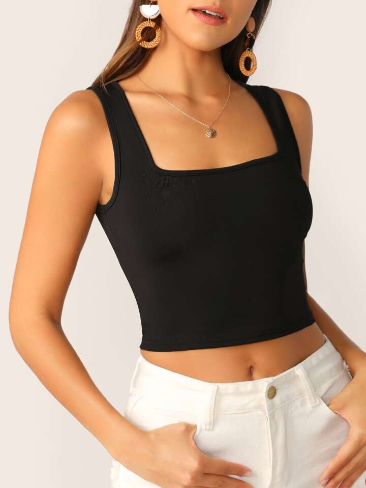 Black Crop Tank Top