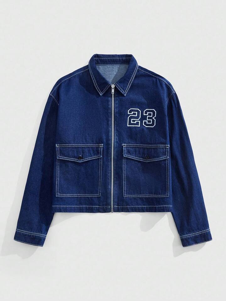 Prep Men's Short Denim Jacket, Vintage Street Style