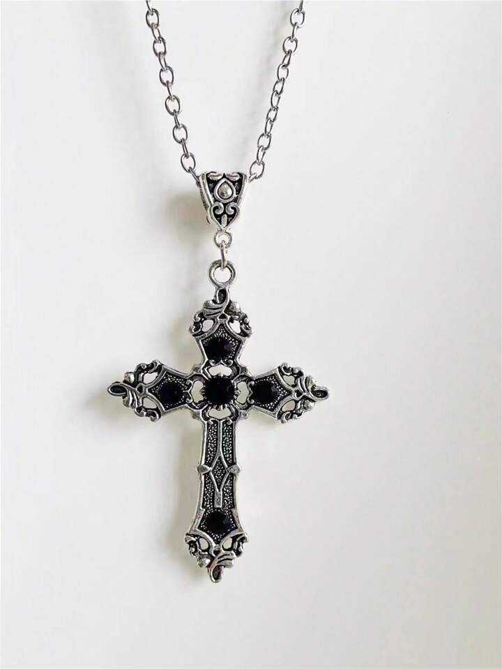 Goth 1pc Fashion Zinc Alloy Cross Charm Necklace For Women For Daily Decoration