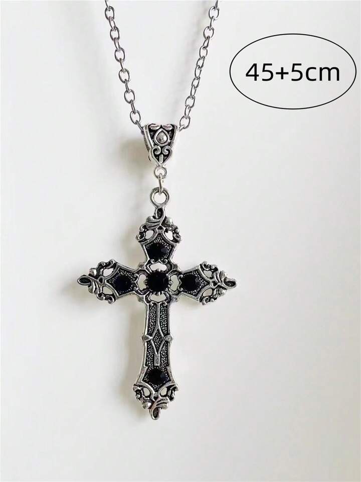 Goth 1pc Fashion Zinc Alloy Cross Charm Necklace For Women For Daily Decoration