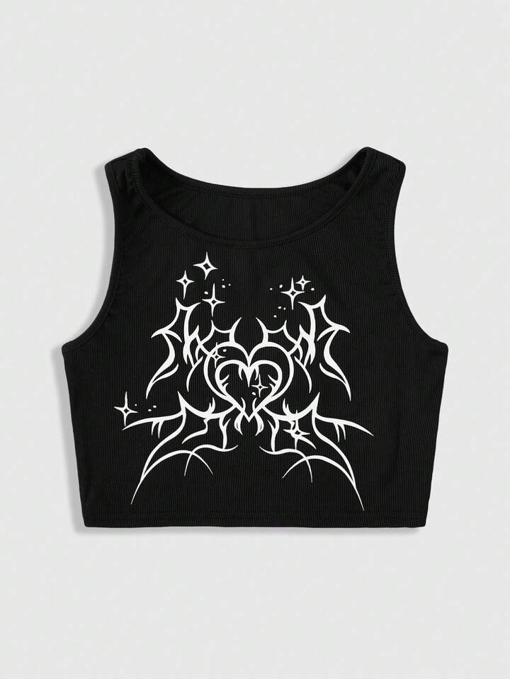 Fairycore Heart Graphic Tank Top