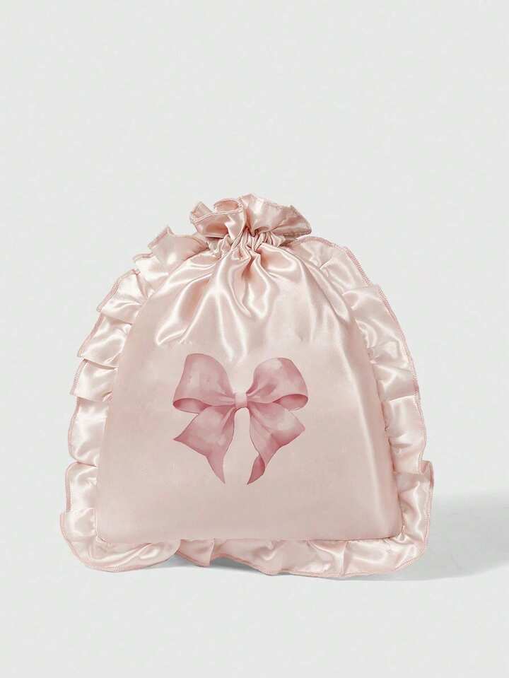 Kawaii Pattern 401422 Bowknot Design Cosmetic Bag, Travel Lingerie/Underwear Storage Pouch With Drawstring