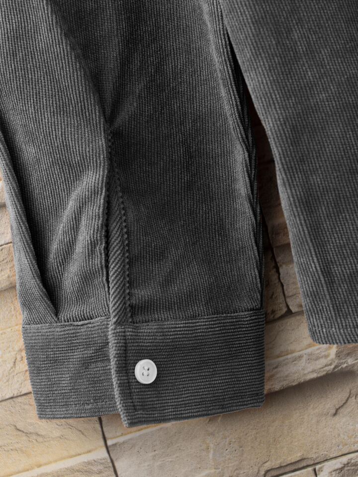 Guys Letter Patched Detail Corduroy Shirt Without Tee