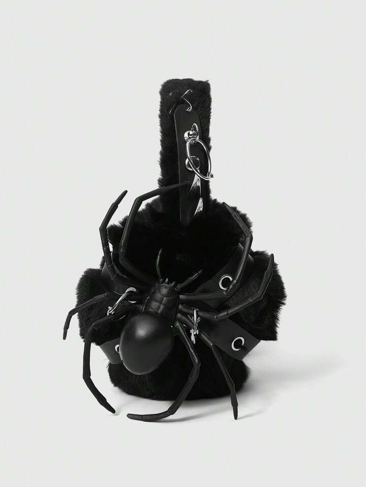 Anime 1pc Black Y2K Punk Style Metal Rivet Decor Millennium Baddie Goth Black Spider Ear Muffs, Sweet & Cool Fashionable Subculture Unisex Warm Ear Warmers