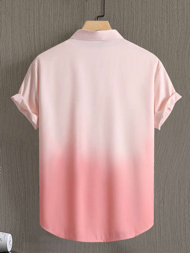 Guys Ombre Button Up Shirt Without Tee