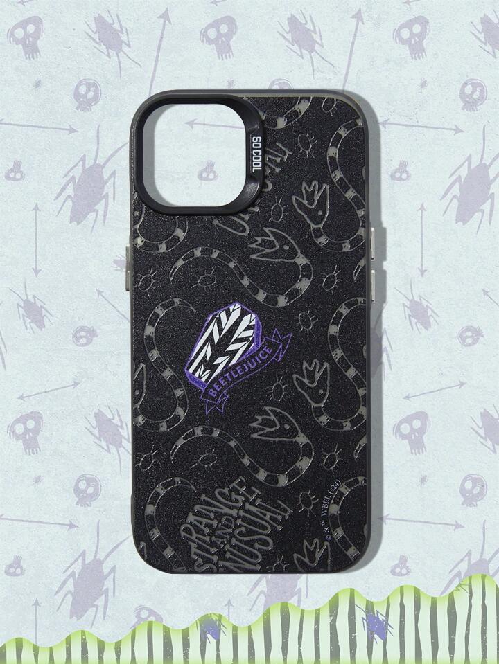 Beetlejuice | ROMWE Halloween Cartoon Snake & Letter Print Black Phone Case