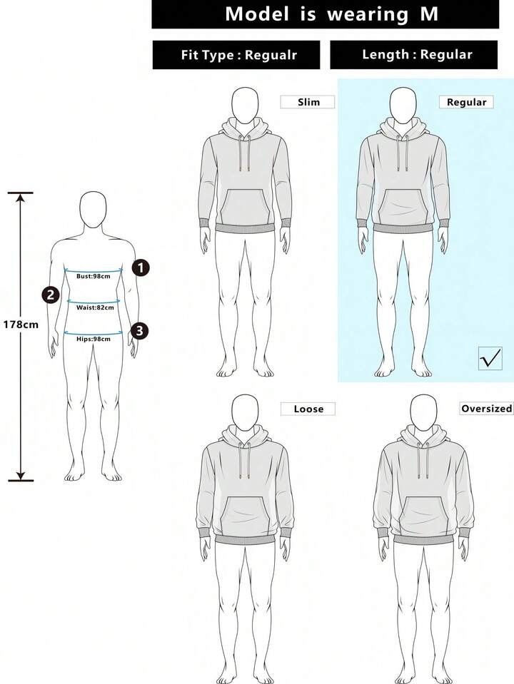 Men's Hooded Letter & Figure Print Zip Front Casual Versatile Daily Wear Long Sleeve Sweatshirt, Autumn/Winter