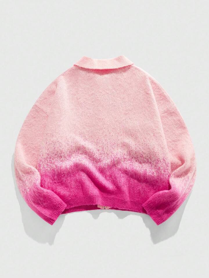 Casual Men's Ombre Cardigan Sweater, Streetwear , Fall Winter