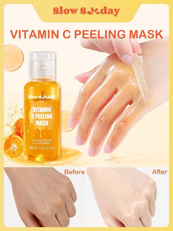 Slow Sunday Vitamin C Peeling Mask, Hand Mask Moisturizing, Exfoliating Wax Treatment For Soft, Smooth Skin, Nourishing, Peeling & Brightening, Tear-Off Hand Mask, Vitamin C, For Body & Hand & Foot, K Beauty, Cozy Winter Styles, Suitable For Winter, Y2K, For Valentine's Day, Valentines Gift, Valentines Day Gift, Ideal For Party