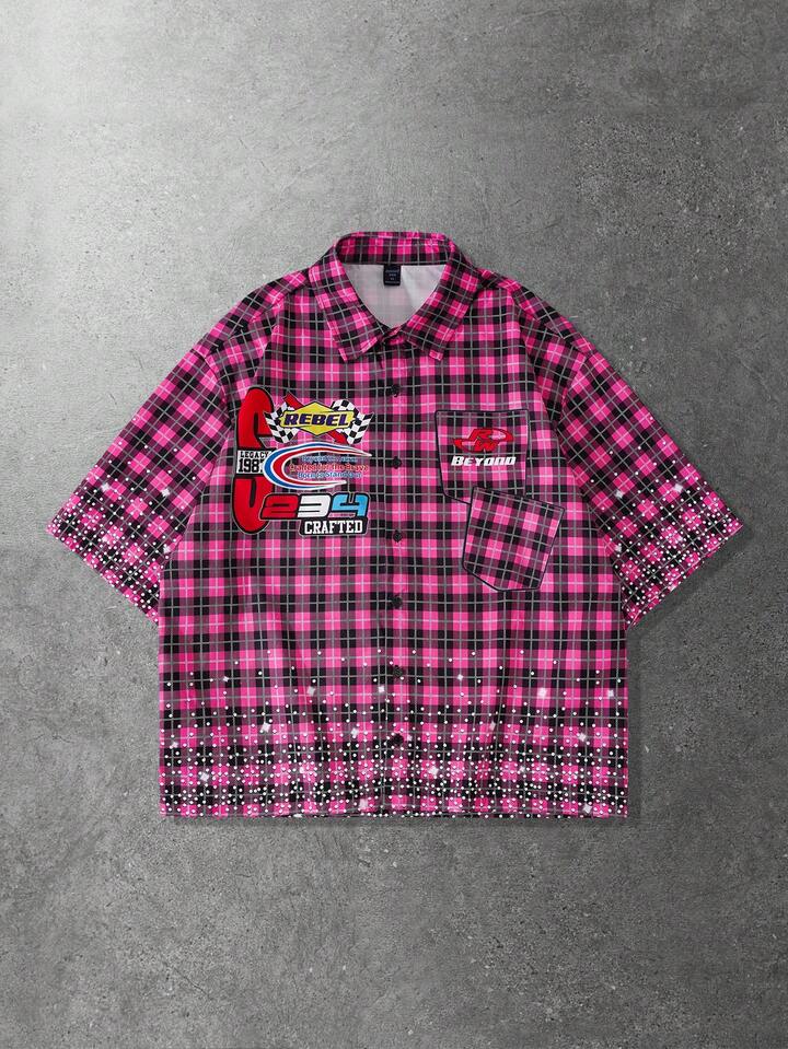 Men's Casual Loose Plaid Short Sleeve Shirt, Versatile Daily Wear