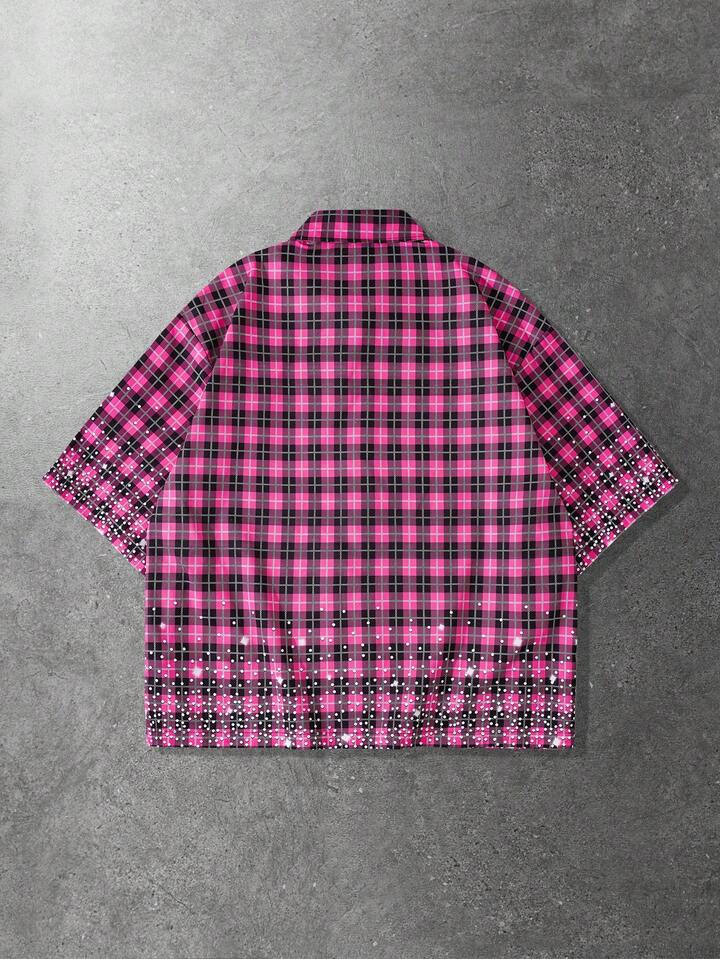 Men's Casual Loose Plaid Short Sleeve Shirt, Versatile Daily Wear