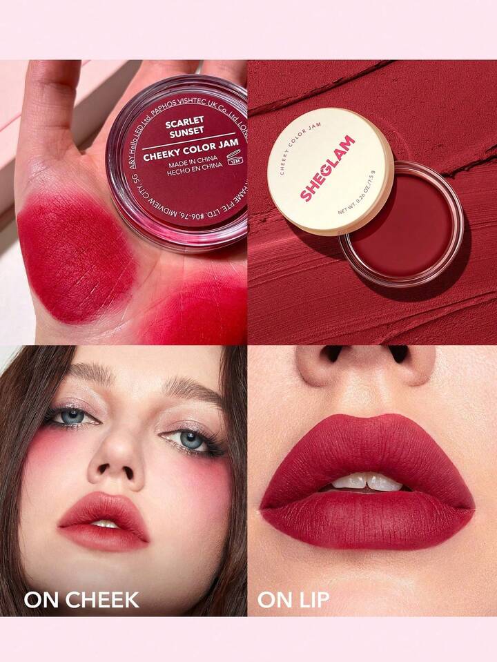 Cheeky Color Jam- Sunset 6 Shades Multi-Use Cream Blush Lip Cream Matte Highly Pigmented Natural Blush Powder Face Makeup Brand Beauty Makeup Face Paint Cosmetic For Women Girls Perfect For Winter Spring Ideal For Y2K Fancy Fashion Suitable For Birthday Gift Party Ready Best Color
