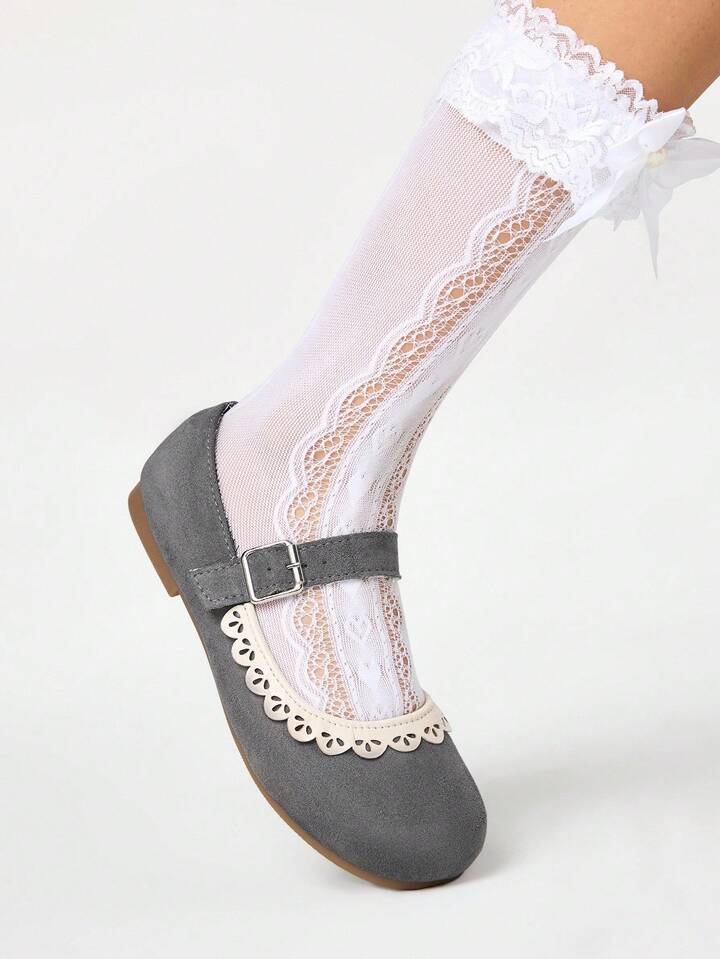 Kawaii Women's Brown Loafers, Closed Toe Mary Jane Shoes, Bow Lace Lolita Ballet Flats